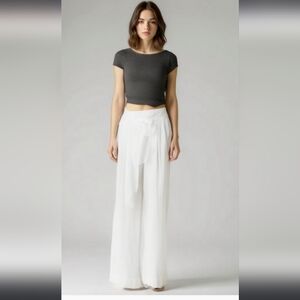 Elie Tahari E legant White Wide-Leg Pants Retail $495